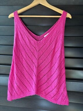 New In Bright Pink Large Knit Tank Top Barbiecore Y2K Coquette